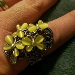 Yellow butterfly ring
